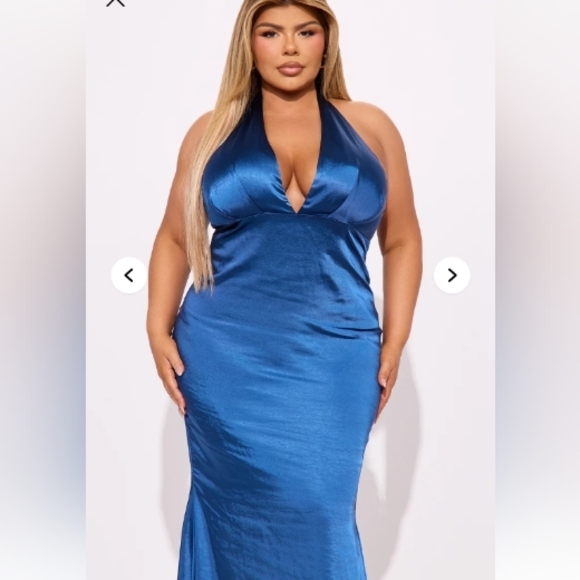 Navy/Sapphire Halter Backless Dress - Picture 5 of 6